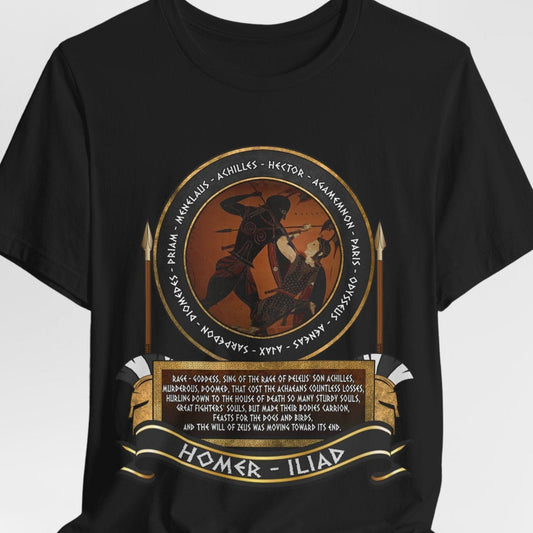 Black / S Achilles and the Heroes of the Trojan War - Homer's Iliad T-Shirt