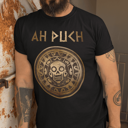 Black / S Ah Puch Mayan God of Death Symbol T-shirt