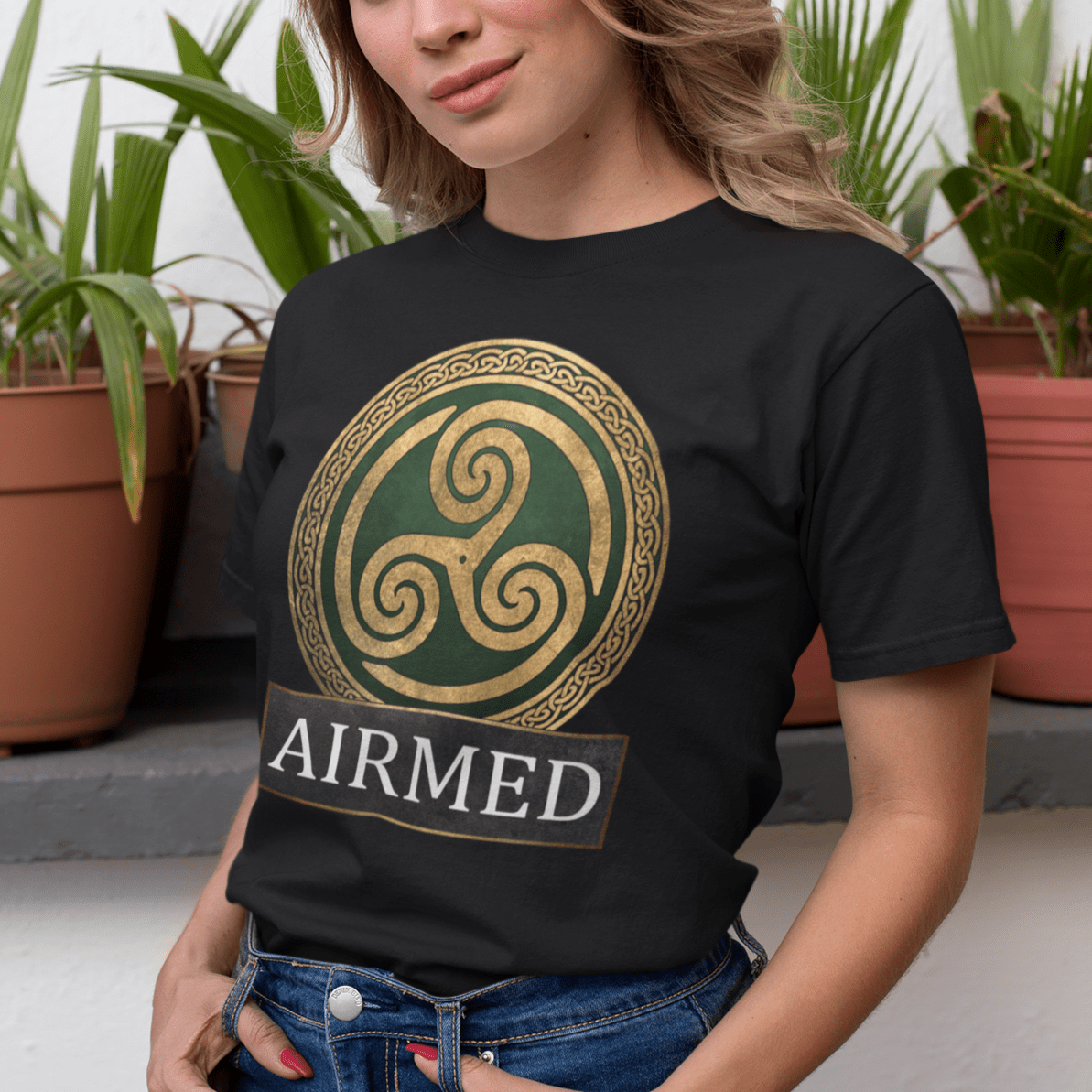 Black / S Airmed Celtic Goddess T-Shirt