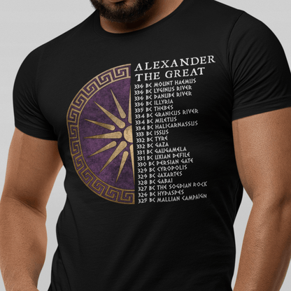 Black / S Alexander the Great Battles - Ancient Macedon T-Shirt
