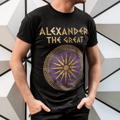 Black / S Alexander the Great Makedon Shield T-Shirt