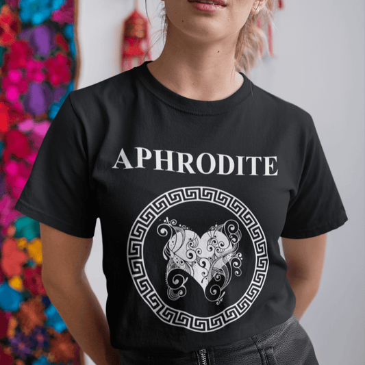 Black / S Aphrodite Greek Goddess of Beauty T-shirt
