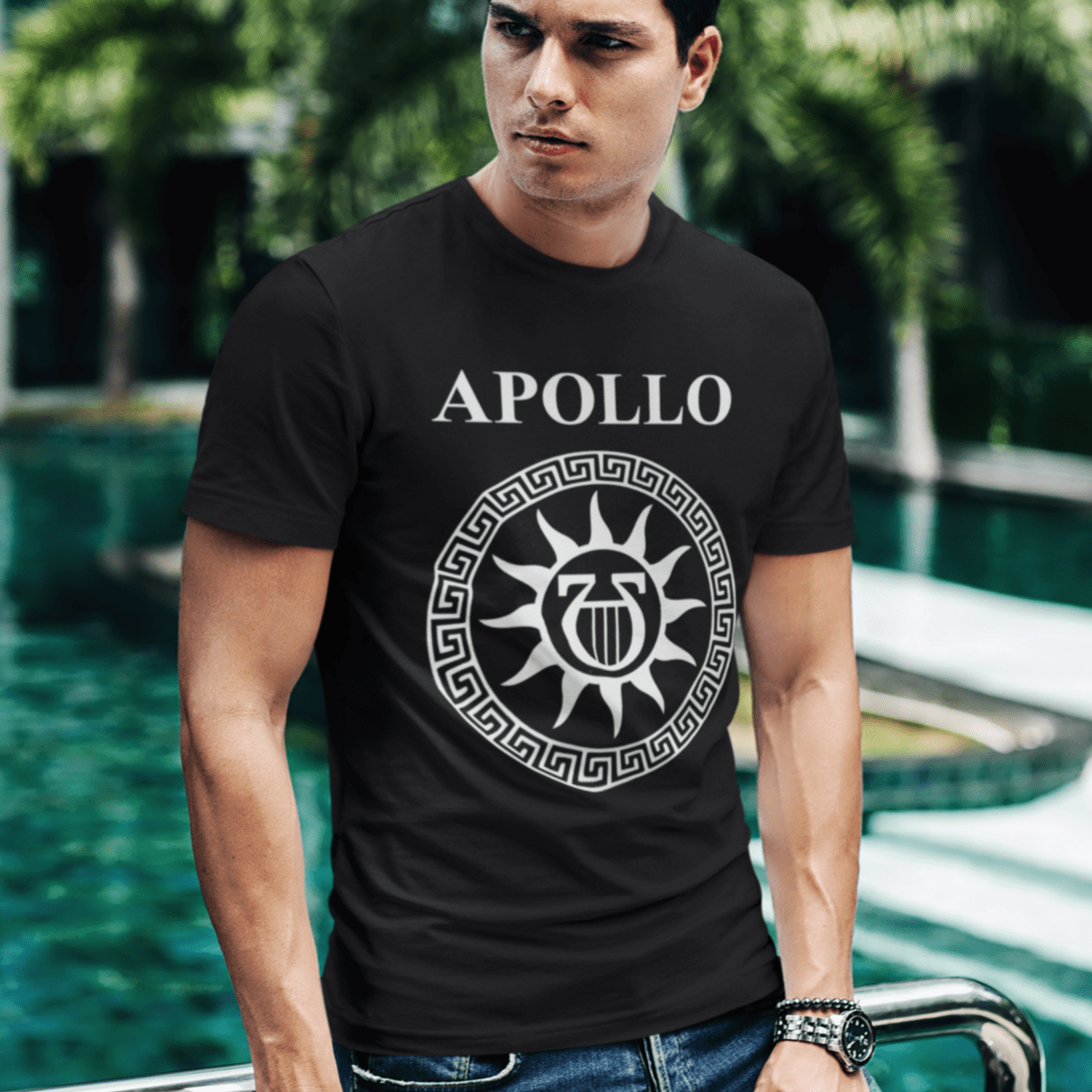 Black / S Apollo Greek God Lyre T-Shirt