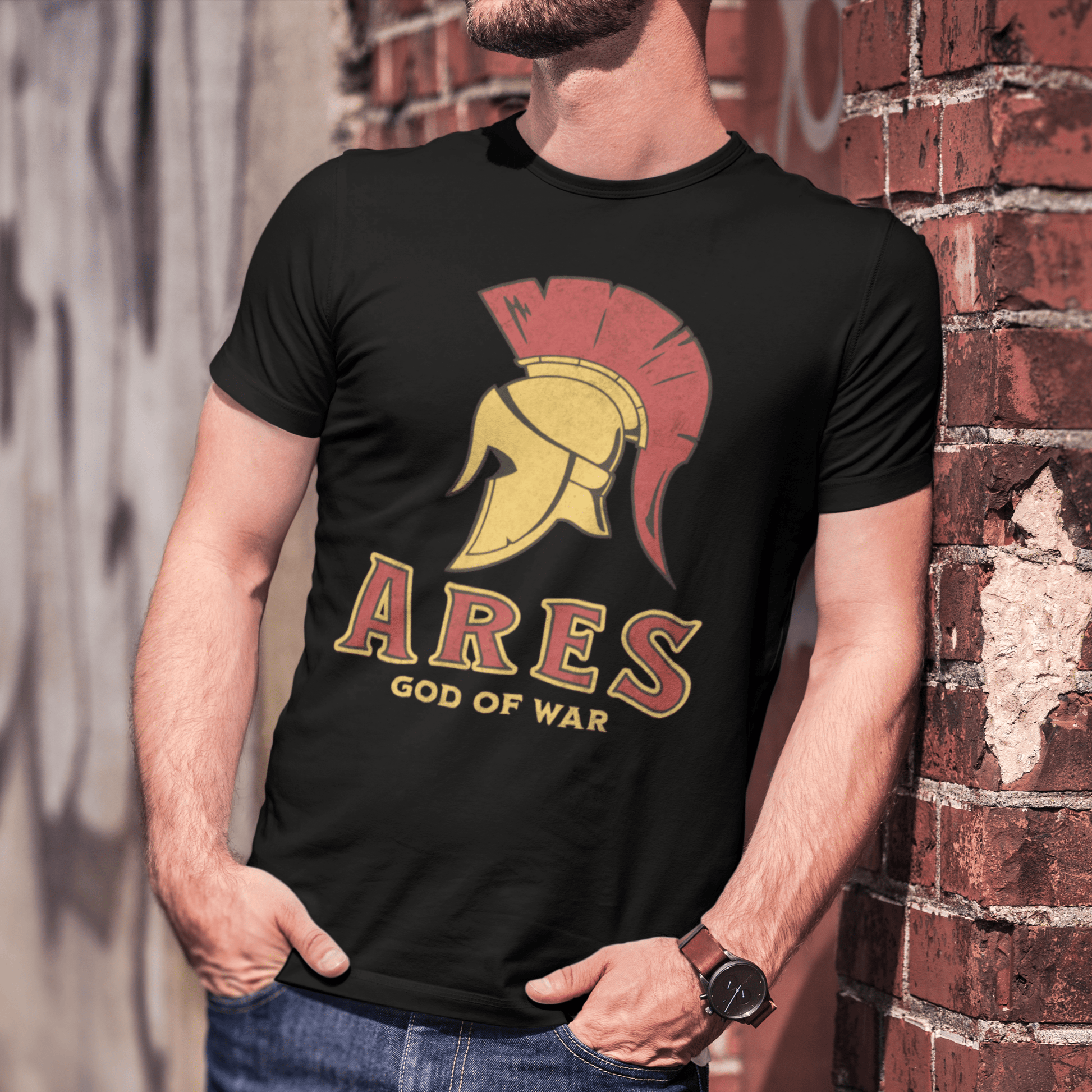 Black / S Ares Greek God of War T-Shirt