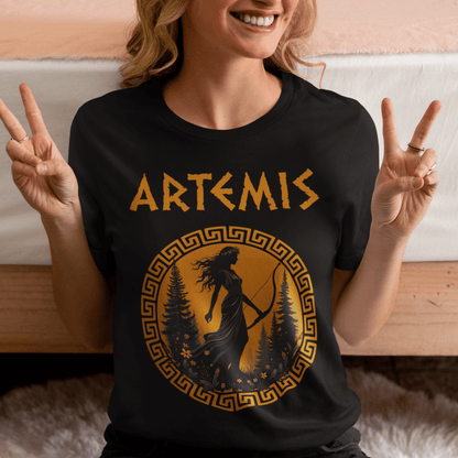 Black / S Artemis Ancient Greek Goddess T-shirt