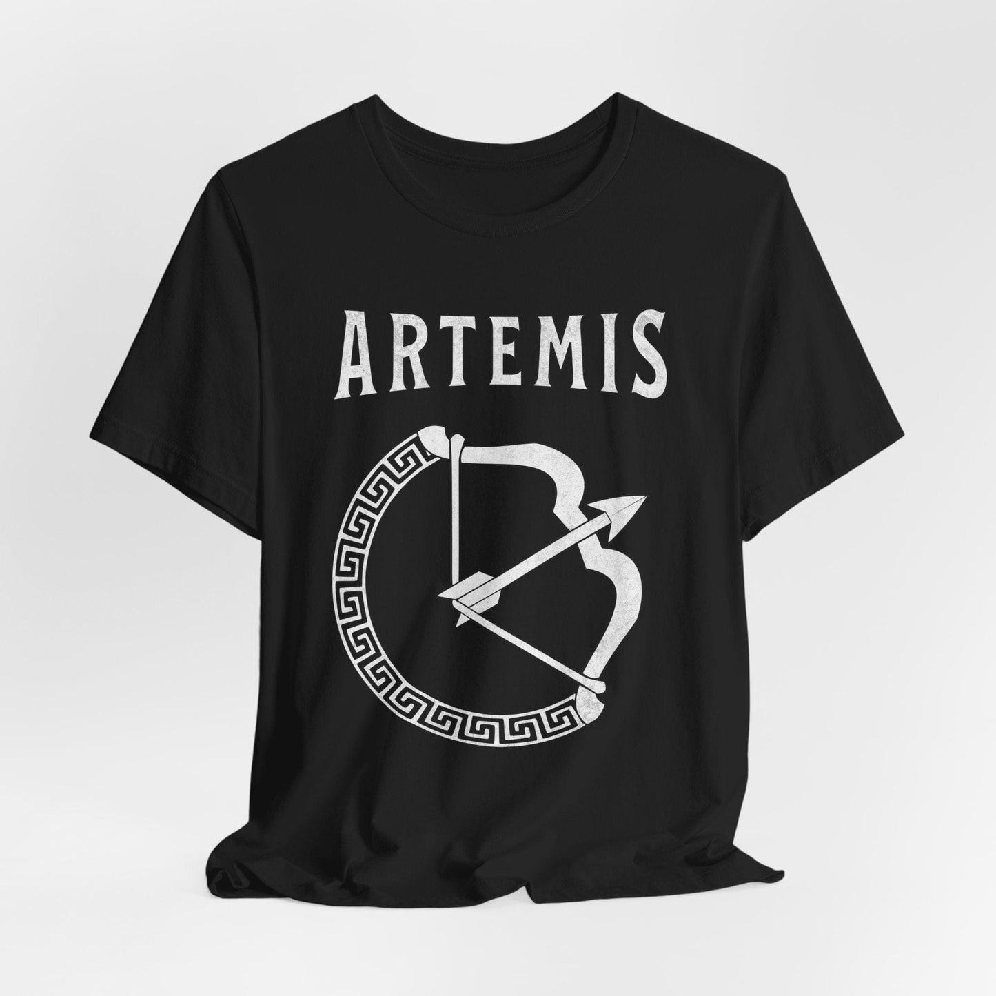 Black / S Artemis Greek Goddess Bow T-Shirt