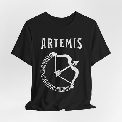 Black / S Artemis Greek Goddess Bow T-Shirt