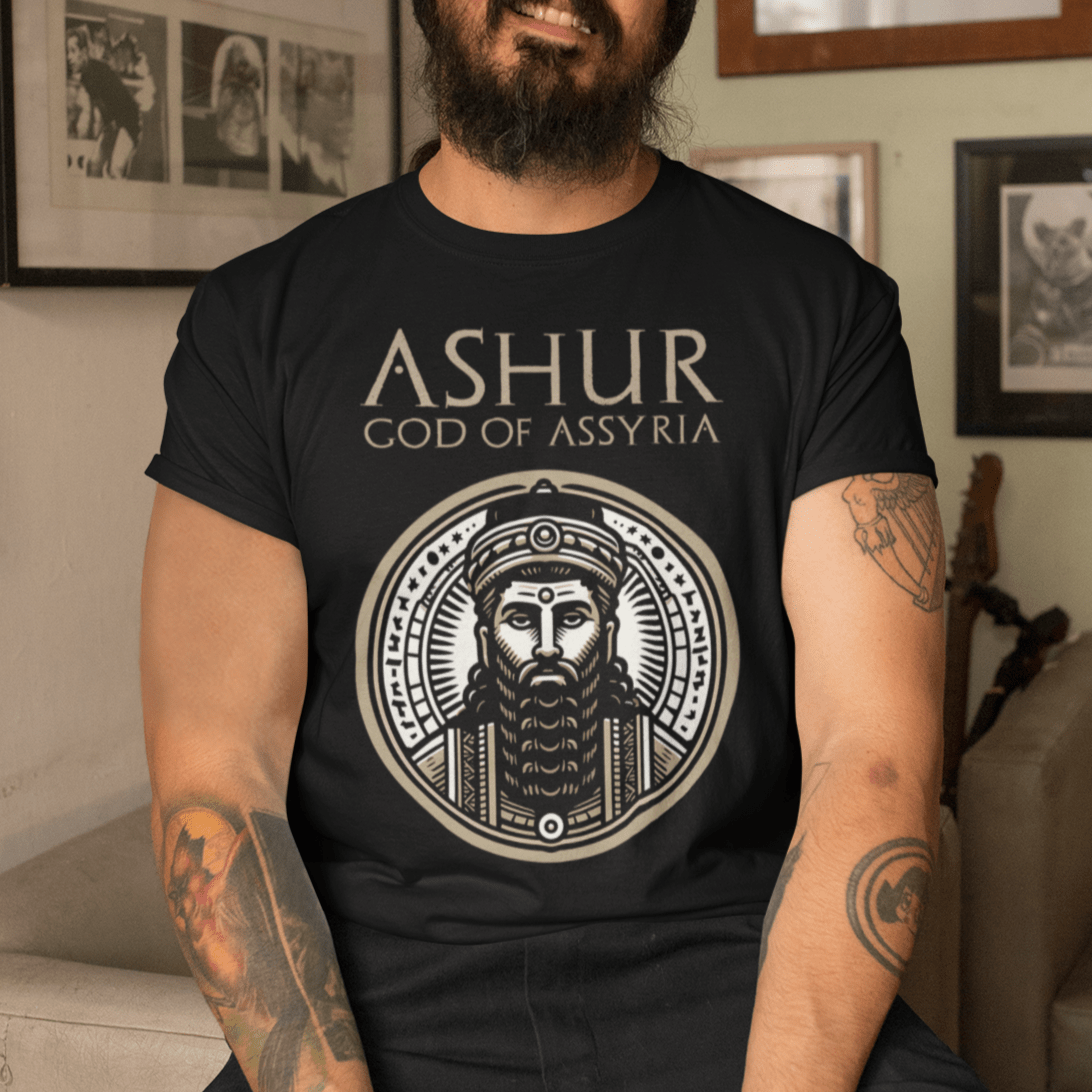 Black / S Ashur God of Assyria - Ancient Assyrian Mythology T-shirt