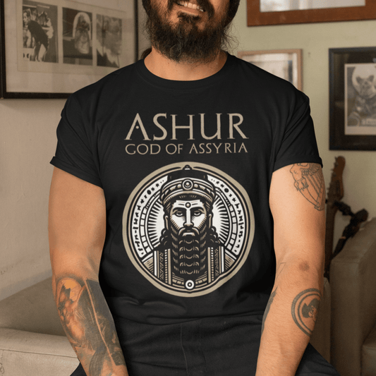 Black / S Ashur God of Assyria - Ancient Assyrian Mythology T-shirt