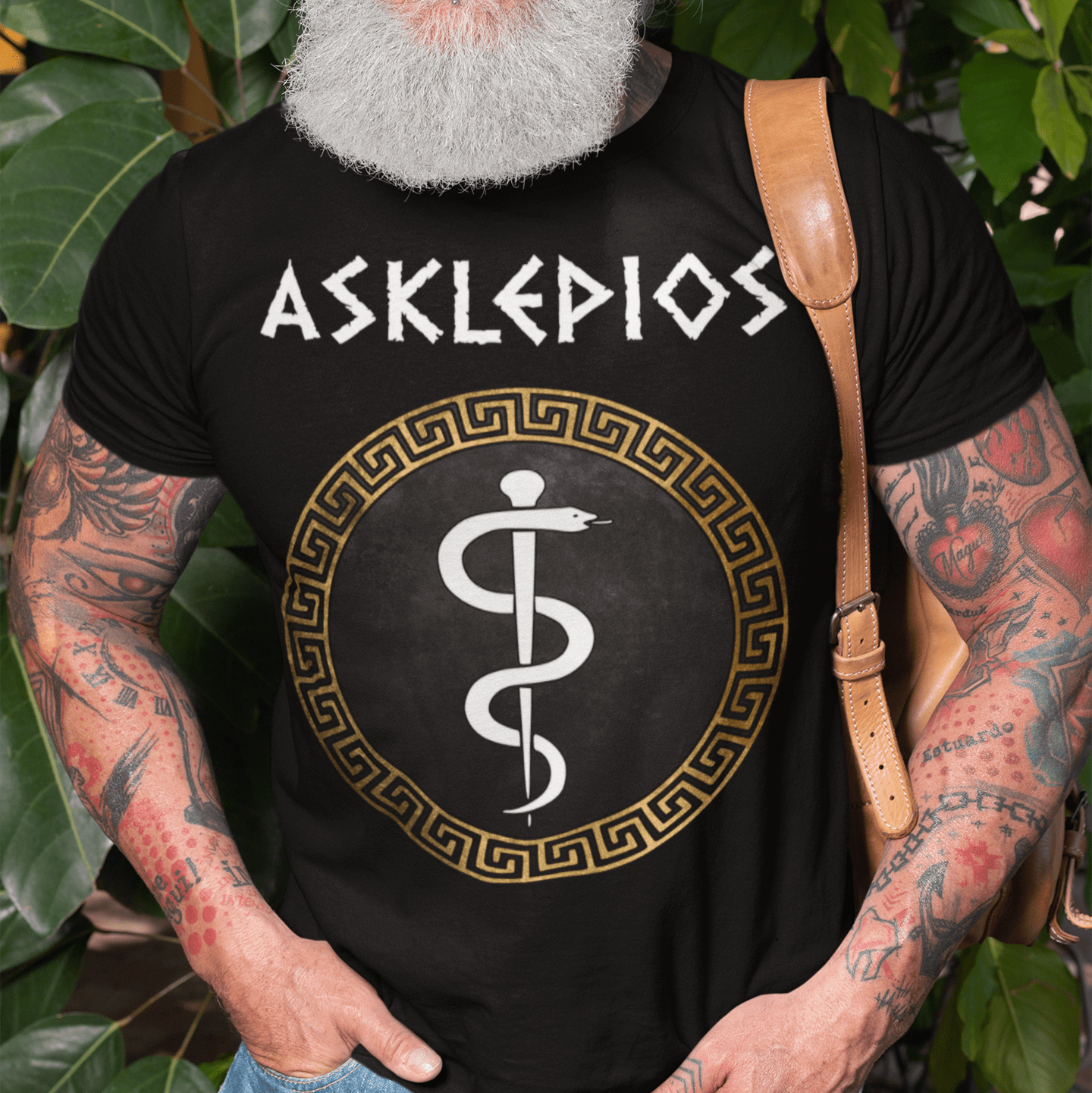 Black / S Asklepios Ancient Greek God of Health and Medicine T-shirt
