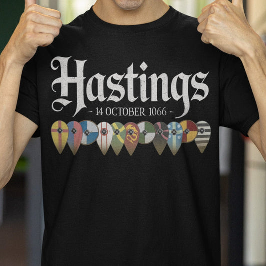 Black / S Battle of Hastings 1066 Shield Wall T-Shirt