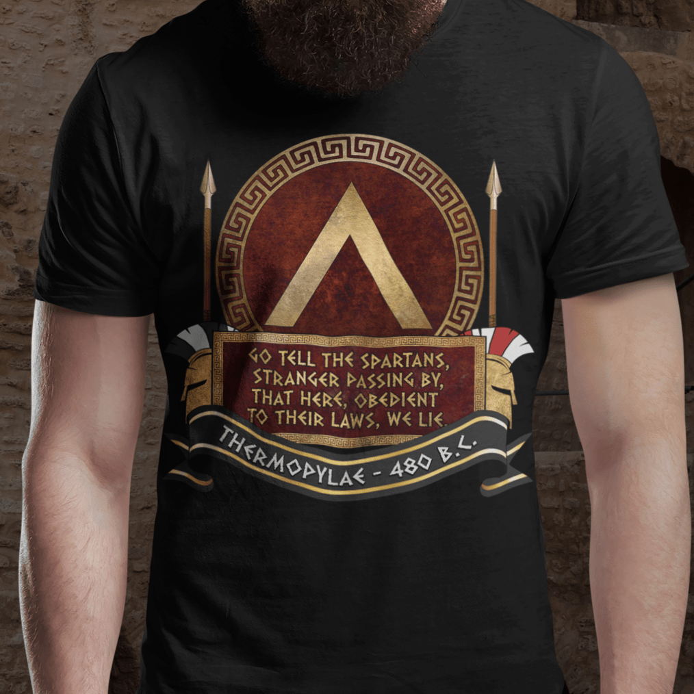 Black / S Battle of Thermopylae Spartan Epitaph T-Shirt