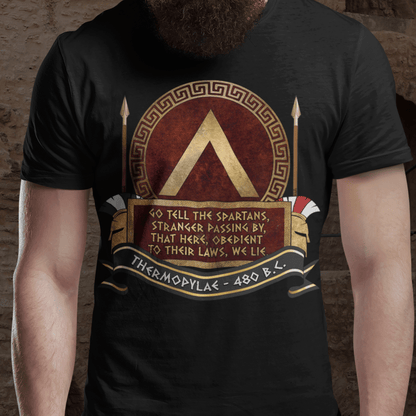 Black / S Battle of Thermopylae Spartan Epitaph T-Shirt