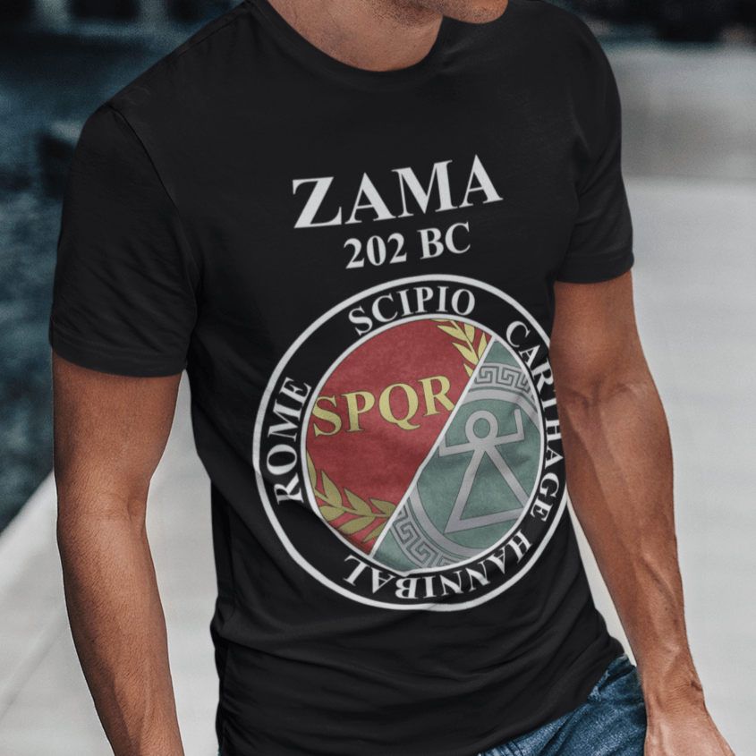 Black / S Battle of Zama Rome vs Carthage Punic Wars T-Shirt