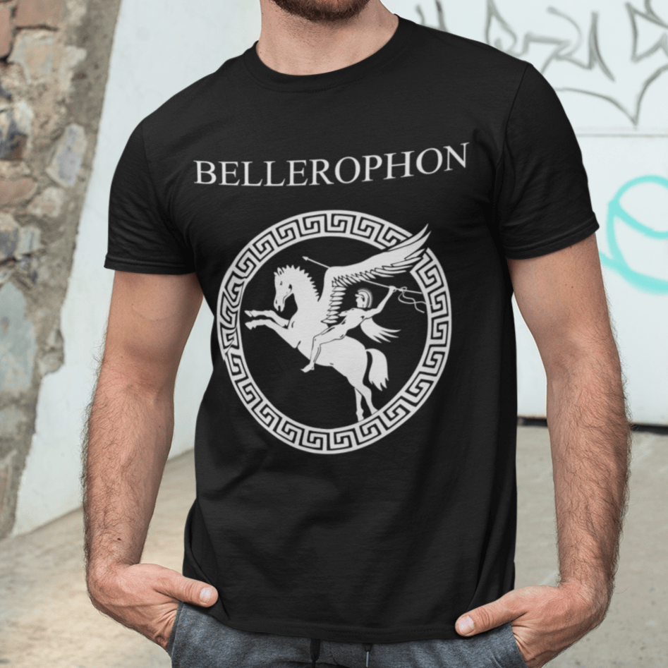 Black / S Bellerophon Ancient Greek Hero T-Shirt