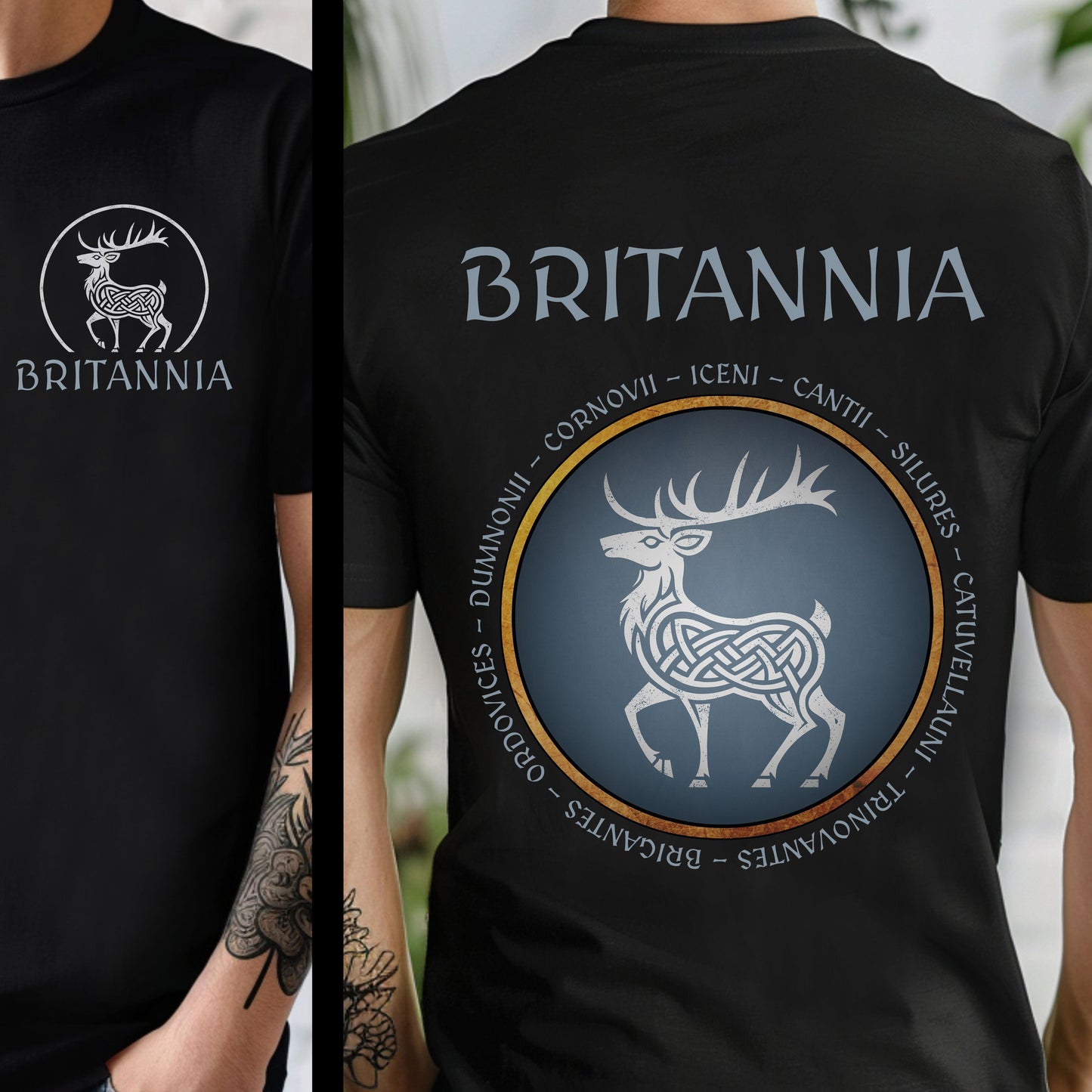 Black / S Britannia Ancient Tribes Double Sided T-Shirt