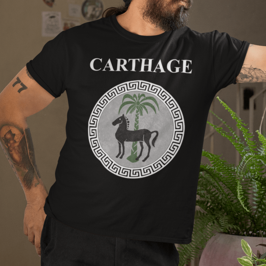 Black / S Carthage Ancient Symbol of Qart-Hadasht Shield T-shirt