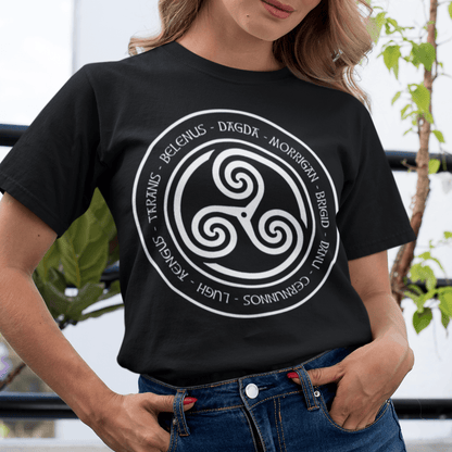 Black / S Celtic Gods and Goddesses Triskelion T-Shirt