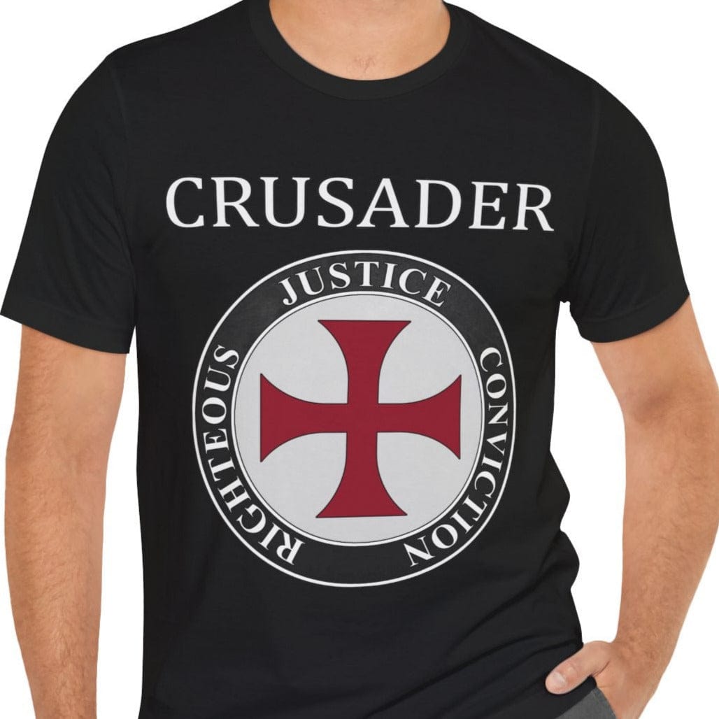 Black / S Crusader Symbol - Medieval Knight Shield Virtues T-shirt