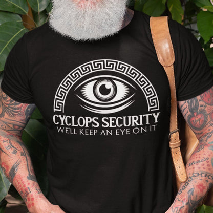 Black / S Cyclops Security - Funny Greek Mythology T-Shirt