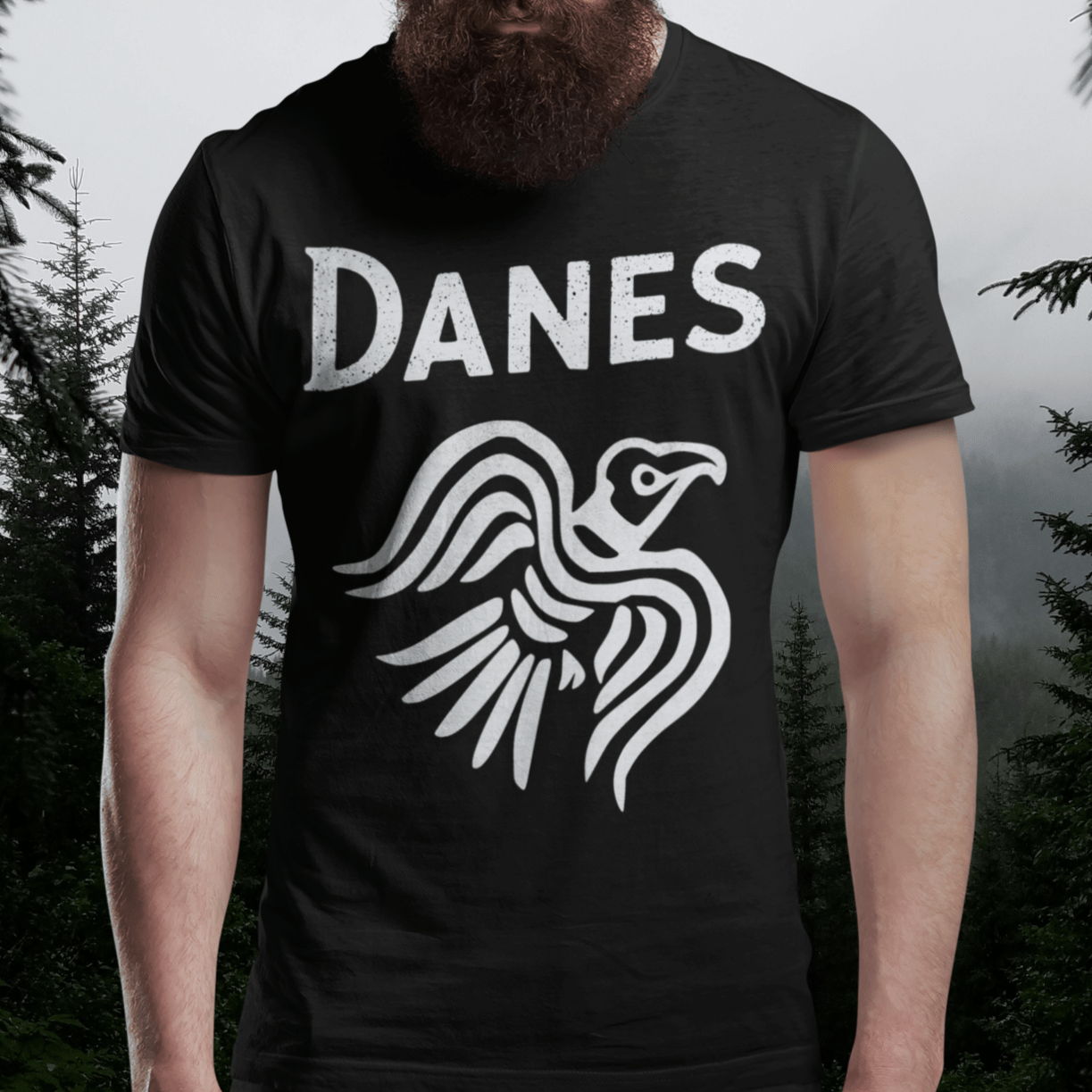 Black / S Danes Symbol - Odin's Raven - Viking History Danes T-shirt