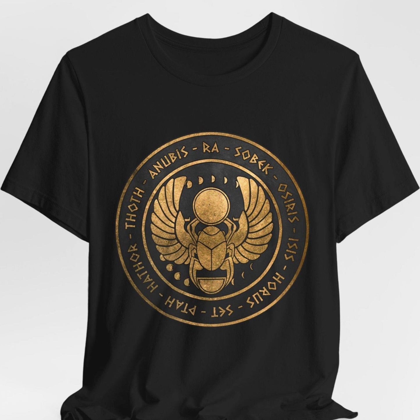 Black / S Egyptian Gods - Ancient Gods of Egypt - Khepri Beetle Symbol T-Shirt