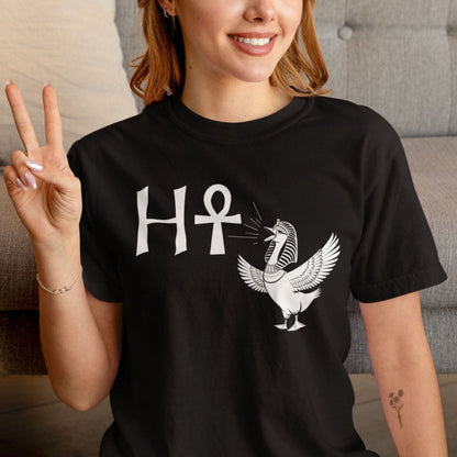 Black / S Egyptian Goose H-Ankh Meme T-Shirt