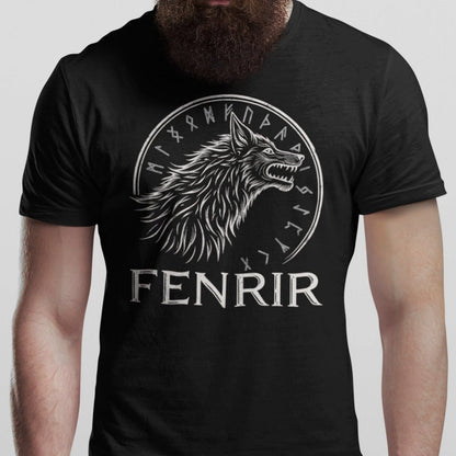 Black / S Fenrir Norse Mythology T-Shirt