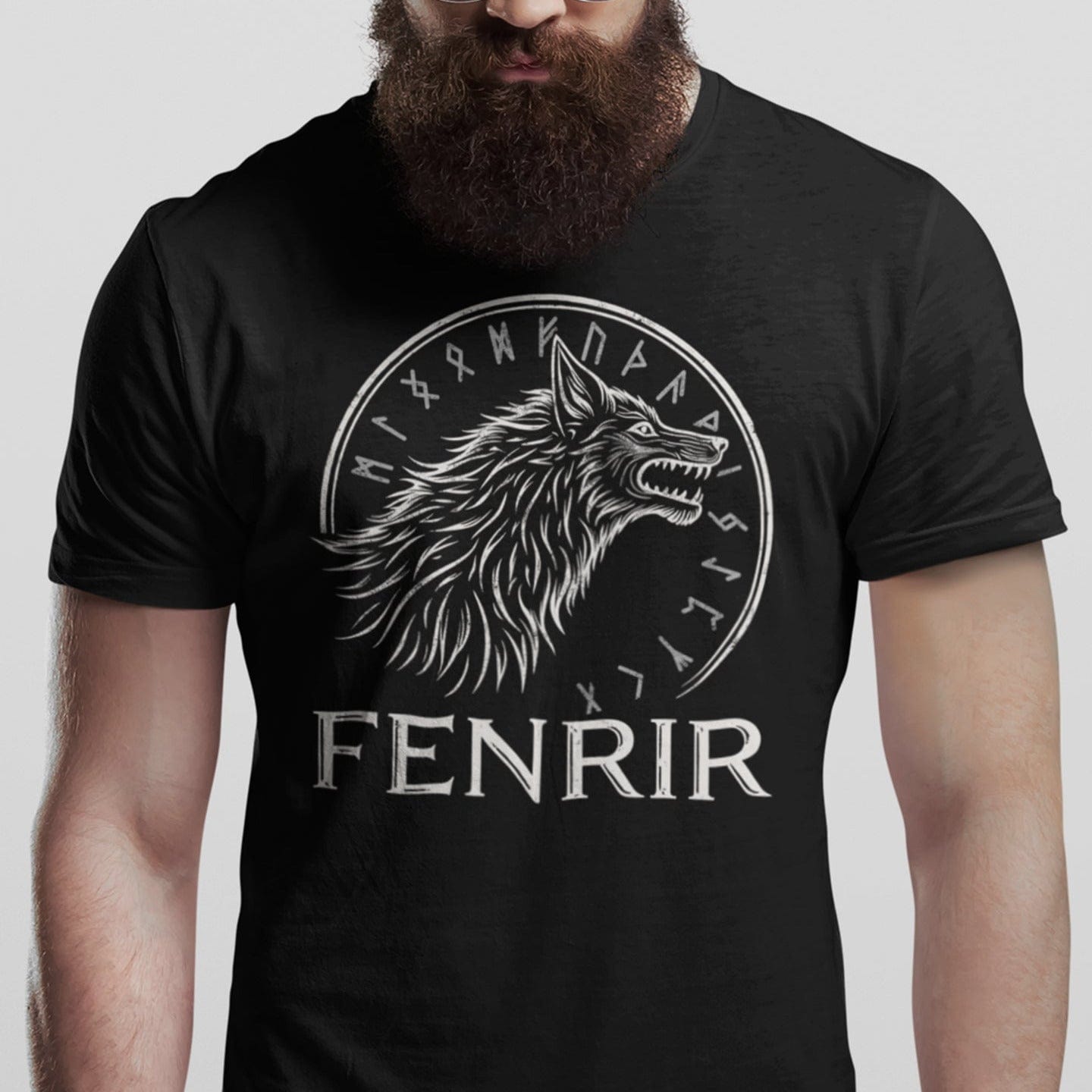 Black / S Fenrir Norse Mythology T-Shirt