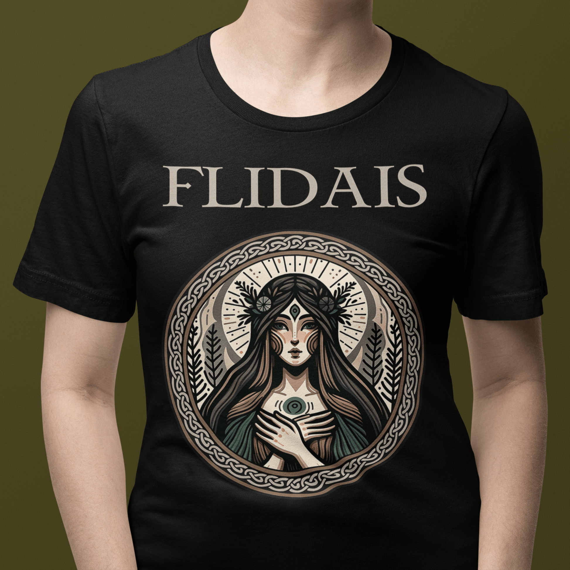 Black / S Flidais Celtic Goddess T-Shirt