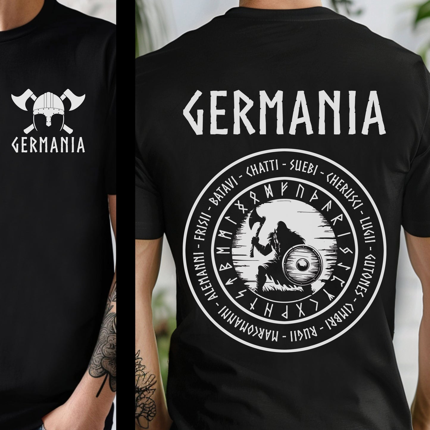 Black / S Germania Tribes Double Sided T-Shirt
