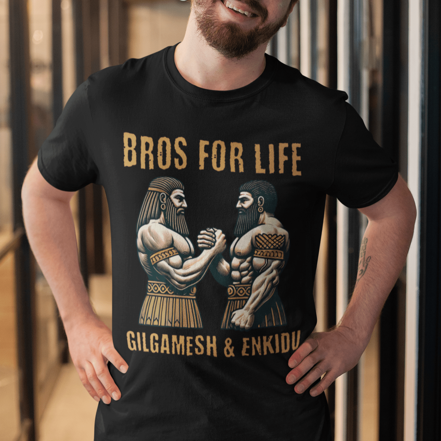 Black / S Gilgamesh and Enkidu Bros for Life T-Shirt