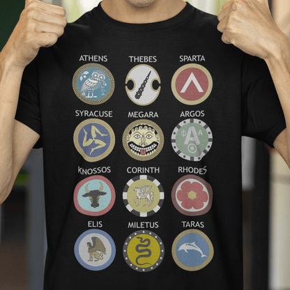 Black / S Greek Hoplite Shields T-Shirt