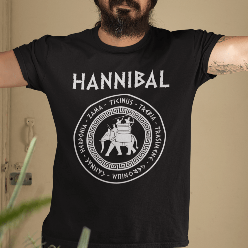 Black / S Hannibal Barca 2nd Punic War Battles War Elephant Symbol T-Shirt