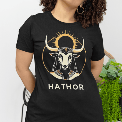 Black / S Hathor Ancient Egyptian Goddess T-shirt