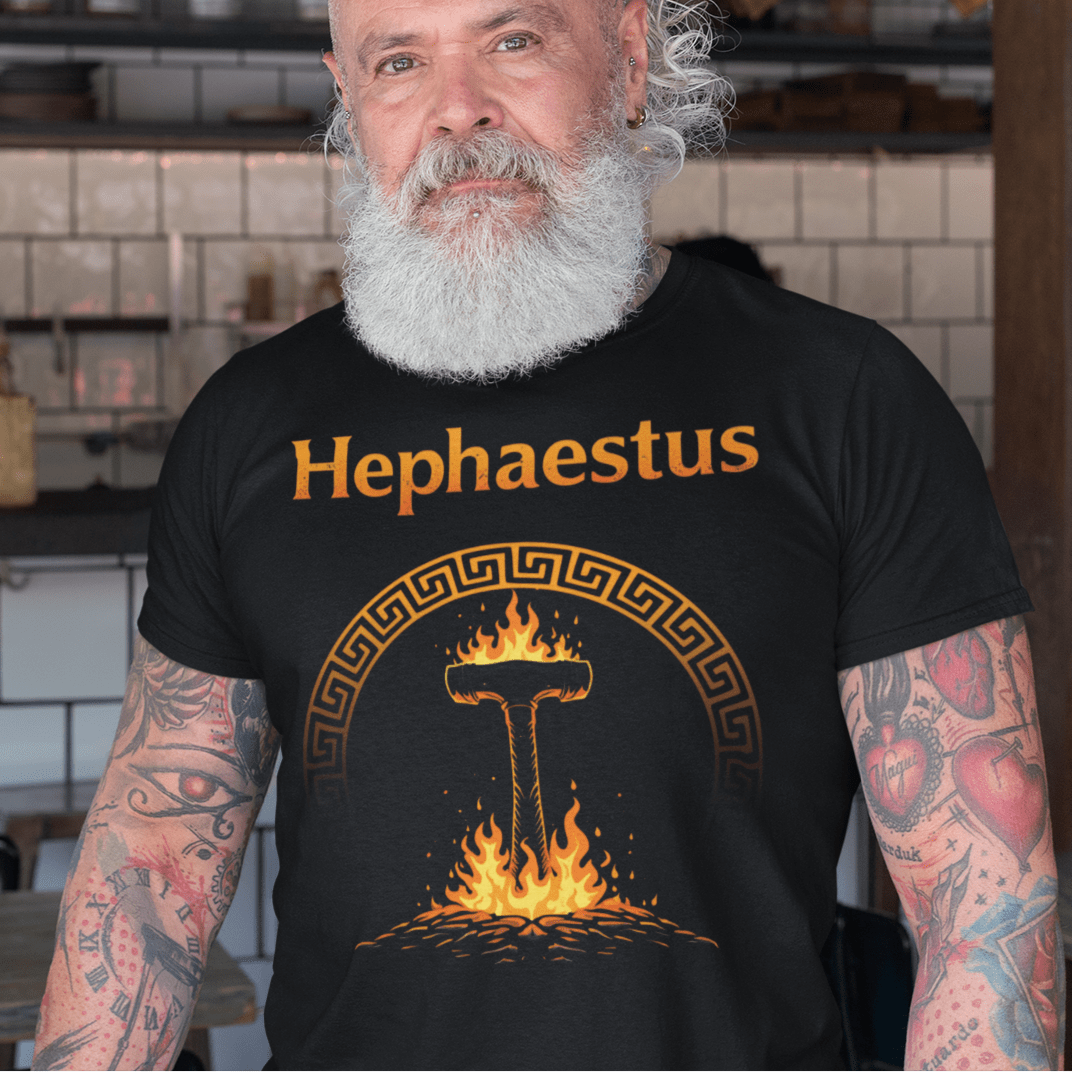 Black / S Hephaestus Ancient Greek T-Shirt