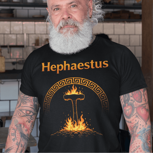 Black / S Hephaestus Ancient Greek T-Shirt