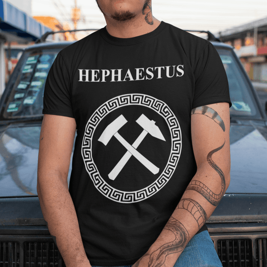 Black / S Hephaestus Greek God of Fire Smithing and Crafting T-shirt