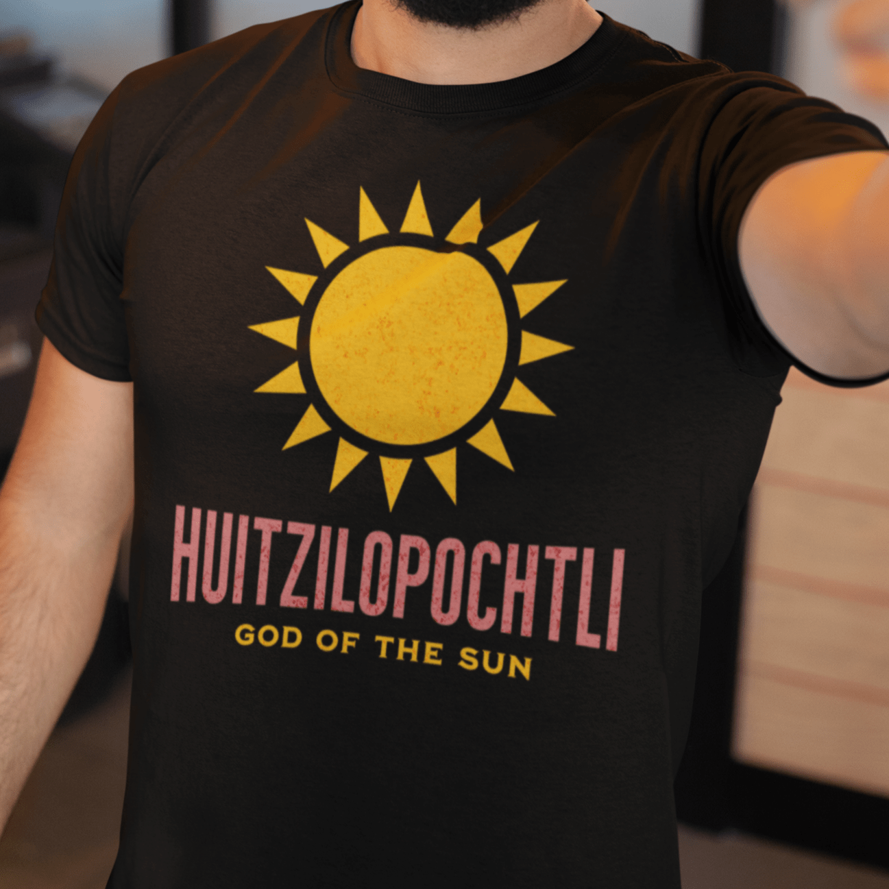 Black / S Huitzilopochtli Aztec God of the Sun T-Shirt