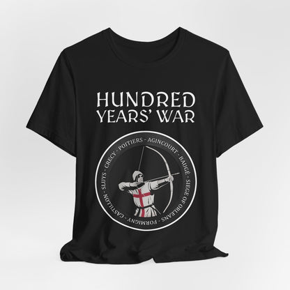 Black / S Hundred Years' War Battles Longbowman T-Shirt
