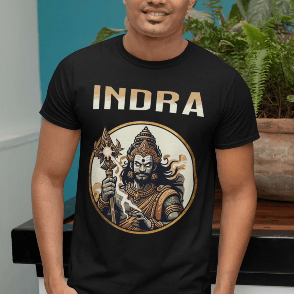Black / S Indra - King of the Devas - Hinduism and Indo-European Mythology T-shirt