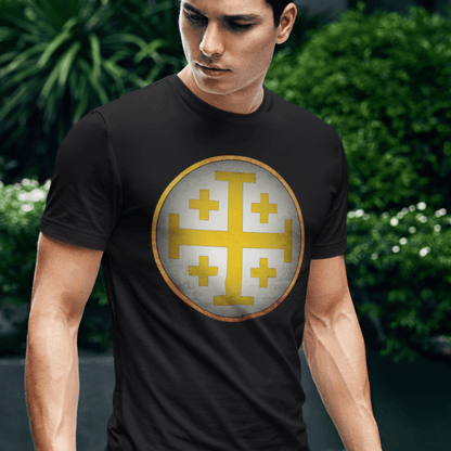 Black / S Jerusalem Heraldry - Medieval Jerusalem Cross T-shirt