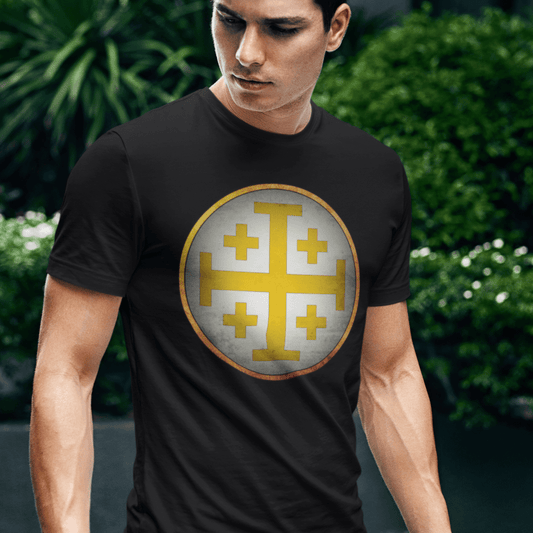 Black / S Jerusalem Heraldry - Medieval Jerusalem Cross T-shirt