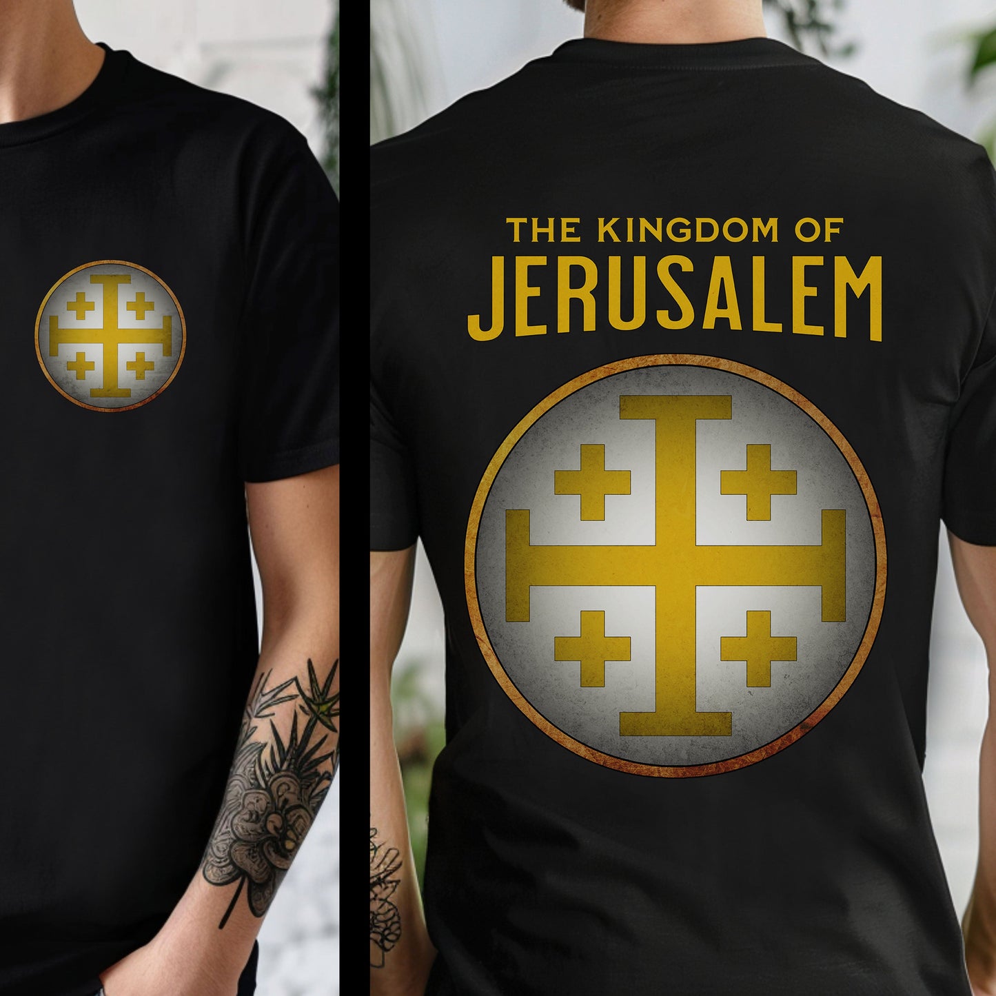 Black / S Kingdom of Jerusalem - Double Sided T-Shirt