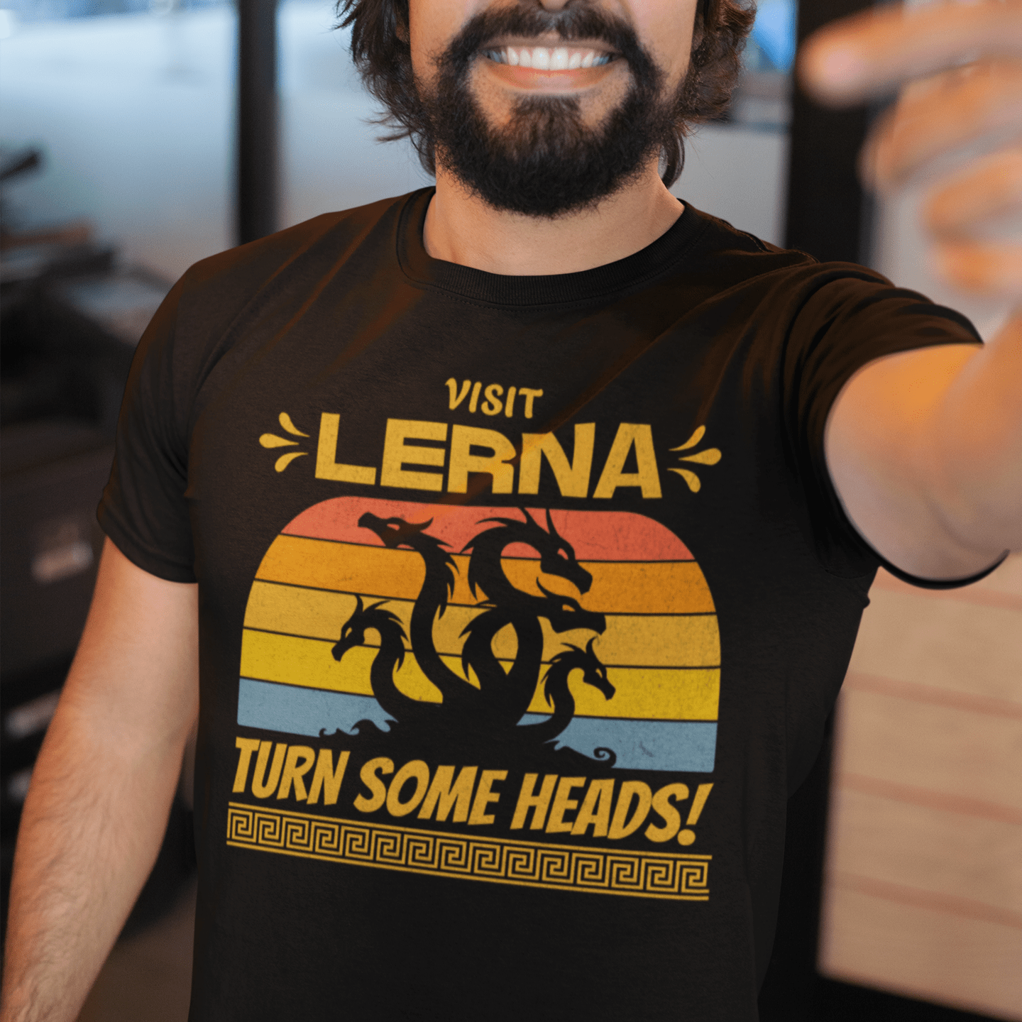 Black / S Lernaean Hydra - Visit Lerna, Turn Some Heads! - Funny Greek Mythology T-shirt