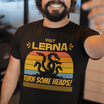 Black / S Lernaean Hydra - Visit Lerna, Turn Some Heads! - Funny Greek Mythology T-shirt