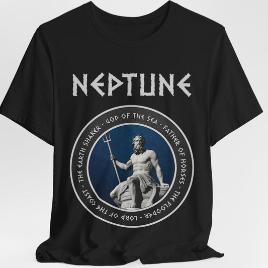 Black / S Neptune Ancient Roman Sea God  T-Shirt