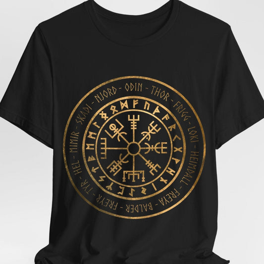 Black / S Norse Gods and Goddesses Vegvisir T-Shirt
