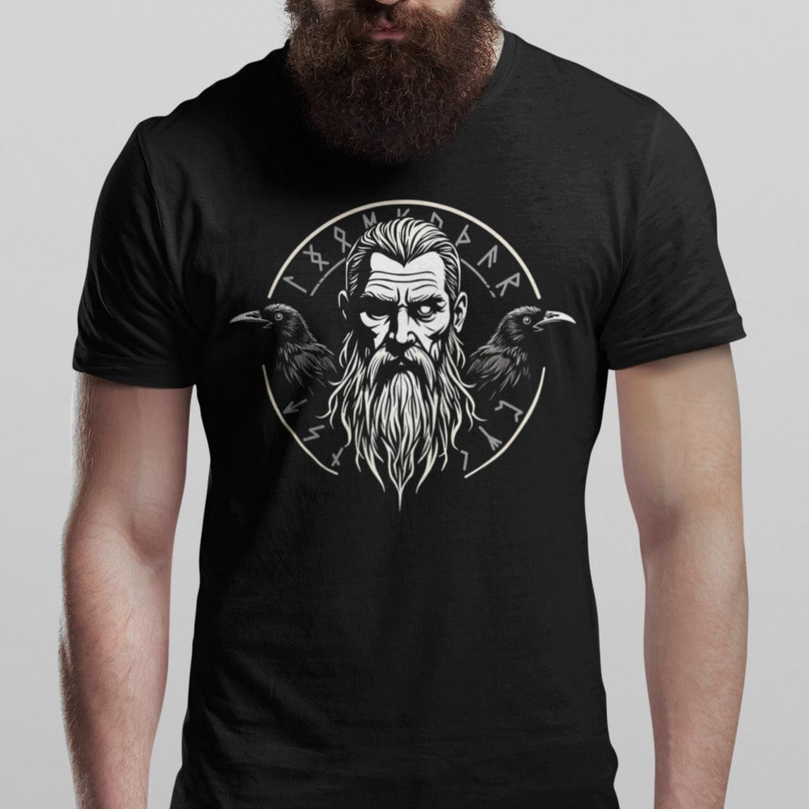 Black / S Odin - Huginn and Muninn - Norse Mythology T-Shirt