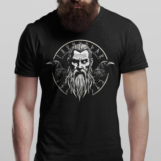 Black / S Odin - Huginn and Muninn - Norse Mythology T-Shirt